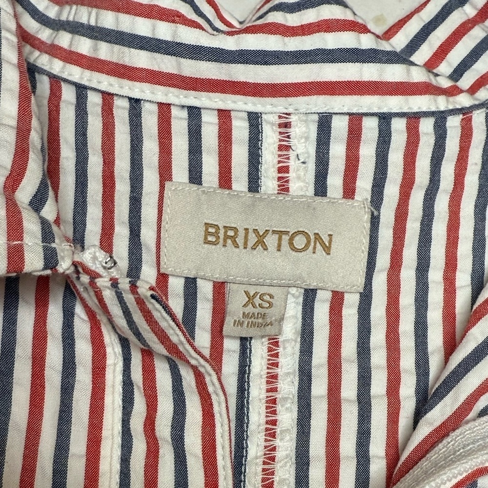 Brixton Red White Blue Pinstriped Seersucker Shortsleeved Zip Up Romper XS - Picture 4 of 8